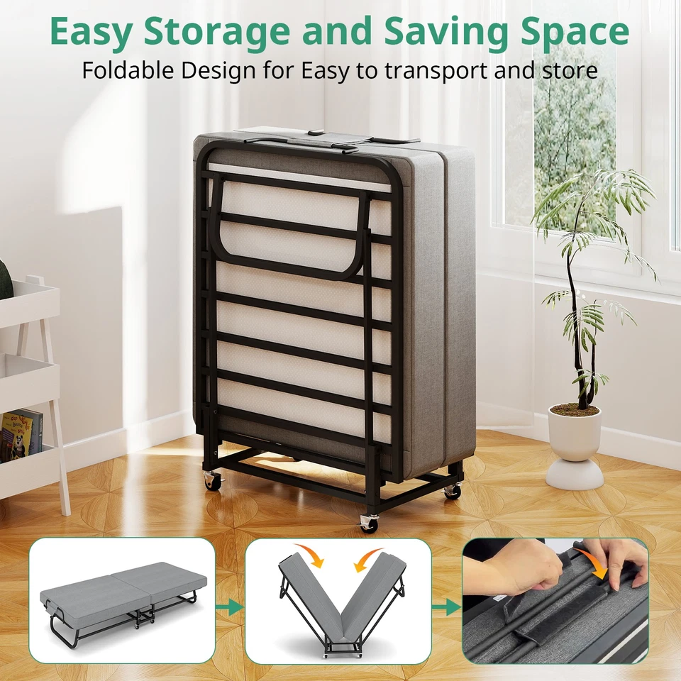 Кровать раскладная 31 дюйм 38 дюймов матрас из пеноматериала 14 дюймов для взрослых и гостей - Изображение 2 из 4