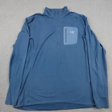 Arcteryx Rho LT Shirt Mens Small Blue Quarter Zip Pullover Baselayer