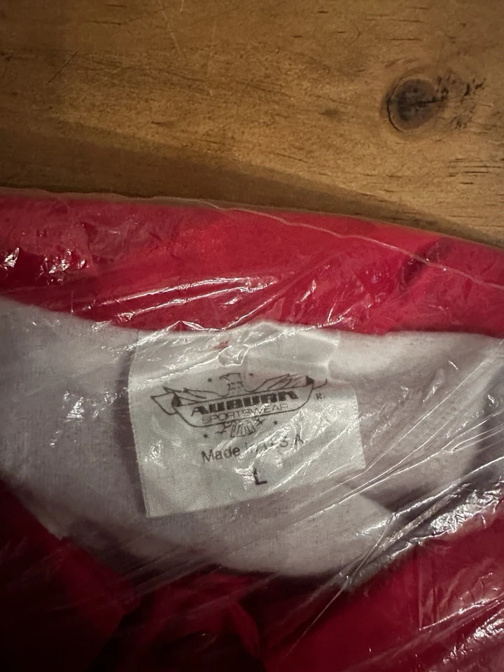 VTG Auburn Sportswear Windbreaker Nylon Snap  Red Jacket LG NEW NOS - Image 3 of 4