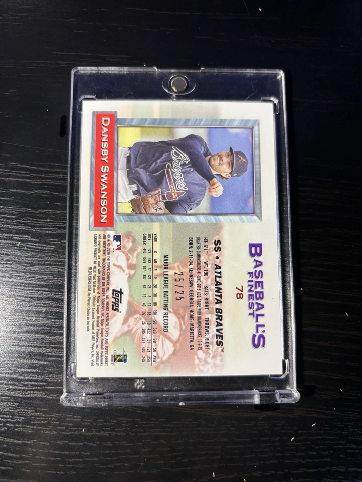 2020 Topps Finest Flashbacks Black Refractor /25 Dansby Swanson #78 SP VERY RARE - Image 2 of 2