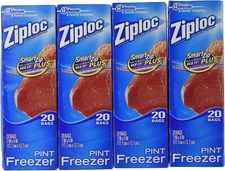 Ziploc Freezer Bags - Pint, 20 Count (Pack of 4)