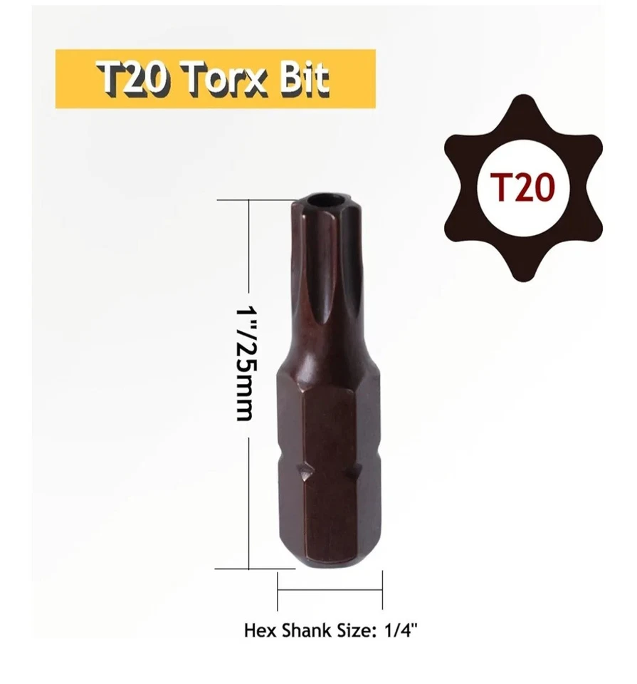 T20 Torx Bit Set Sechs Punkte Magnet Sicherheit Torx Schraubendreher Bits mit 1/4" He - Bild 3 von 4