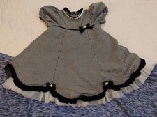 Vintage 90s Rare Editions Frilly Dress Ruffle Tulle Black White Flannel sz 3/4