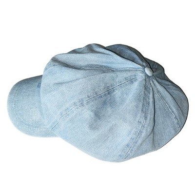 Men Women Oversized Denim 8 Panel Newsboy Gatsby Hat Paperboy Painter Beret