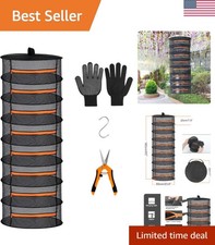 Collapsible 8-Layer Herb Drying Rack with Strong Steel Support - 2ft Diameter