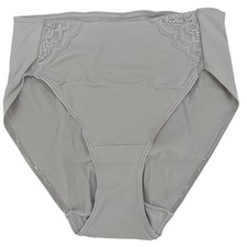SOMA Vanishing Tummy High-Leg Brief Panty With Lace Size L In Gray Glass