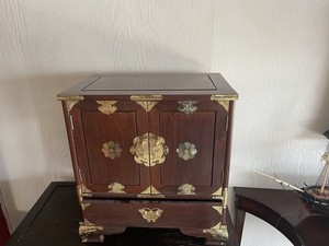 Antique Korean Tansu Cabinet or Chest with Brass Inlay
