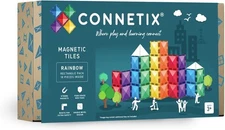 Connetix Rainbow Rectangle Pack, 18 Pcs, Magnetic Tiles, 6 Bright Colors