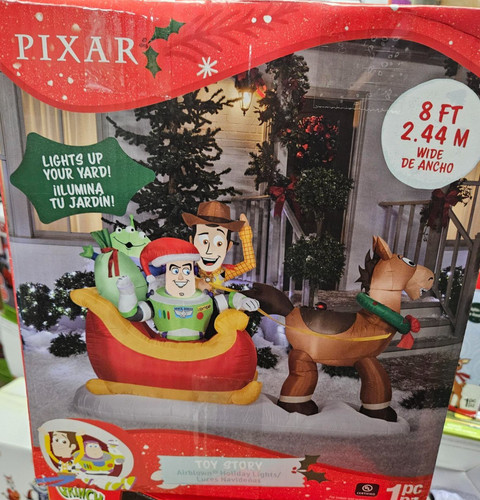 Gemmy 8ft Long Disney's Toy Story Sleigh Scene Christmas Inflatable
