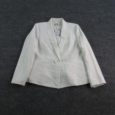 Kasper Blazer Womens 16 White Crepe Lined Tailored Stretch One-Button NWT