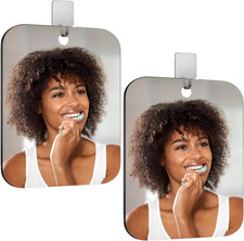 2 PCS Fogless Shower Mirrors for Shaving, 10" x 8" Unbreakable Plastic Bathroom