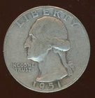 1951 P Washington Quarter KM#164  0.900 Silver 0.1808 oz Act. Silver Weight