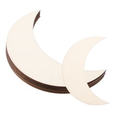 4.3"x1.6'' Wooden Moon, 5 Pack Unfinished Wood Moon Blank Wooden Cutouts