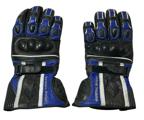 Frank Thomas Black w/Purple Trim Leather Motorcycle Gloves Knuckle Armor Men XL - Bild 4 von 8