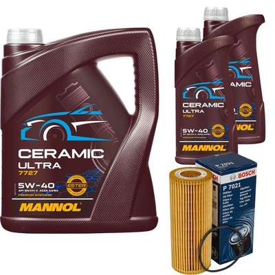 BOSCH Ölfilter 7L MANNOL Ceramic 5W-40 für Alfa Romeo 159 Sportwagon 2.4 JTDM