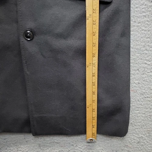 J. Ferrar Wool Trench Coat Mens Small Black Lined Notch Lapel Single Breasted image 4