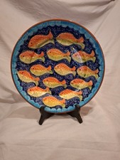 Vintage Hand Painted Terracotta Plate Decorative Fish Tapas dish-Portugal