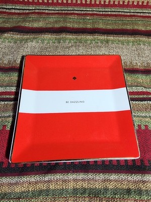 Kate Spade Lenox Be Dazzling 6'' Red & White Trinket Tray with Gold Trim