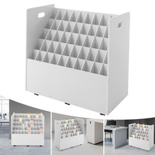 50-slot Blueprint Organizer, Roll File Storage Holder, Movable Roll File Cart