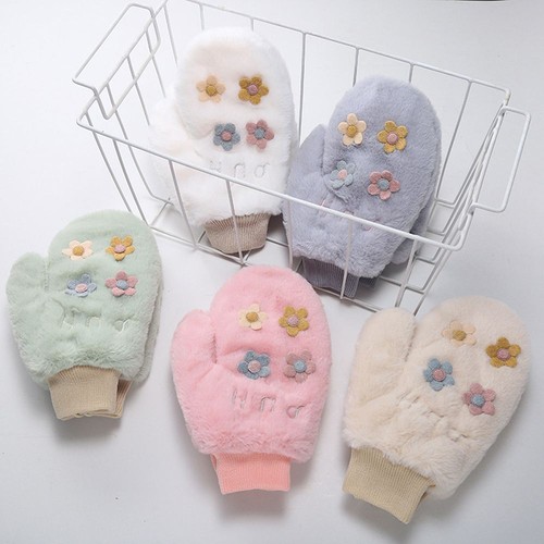 Windproof Outdoor Flower Women Winter Gloves Hanging Gloves Korean Mittens