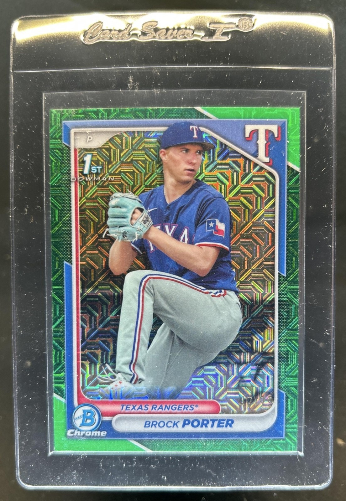 2024 Bowman Mega Box Brock Porter Chrome 1st Mojo Green Refractor #/99 Rangers