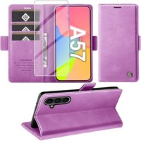 HandyhüLle PU Leder Wallet Flip Case Lila StoßFest FüR Samsung Galaxy A57 5G