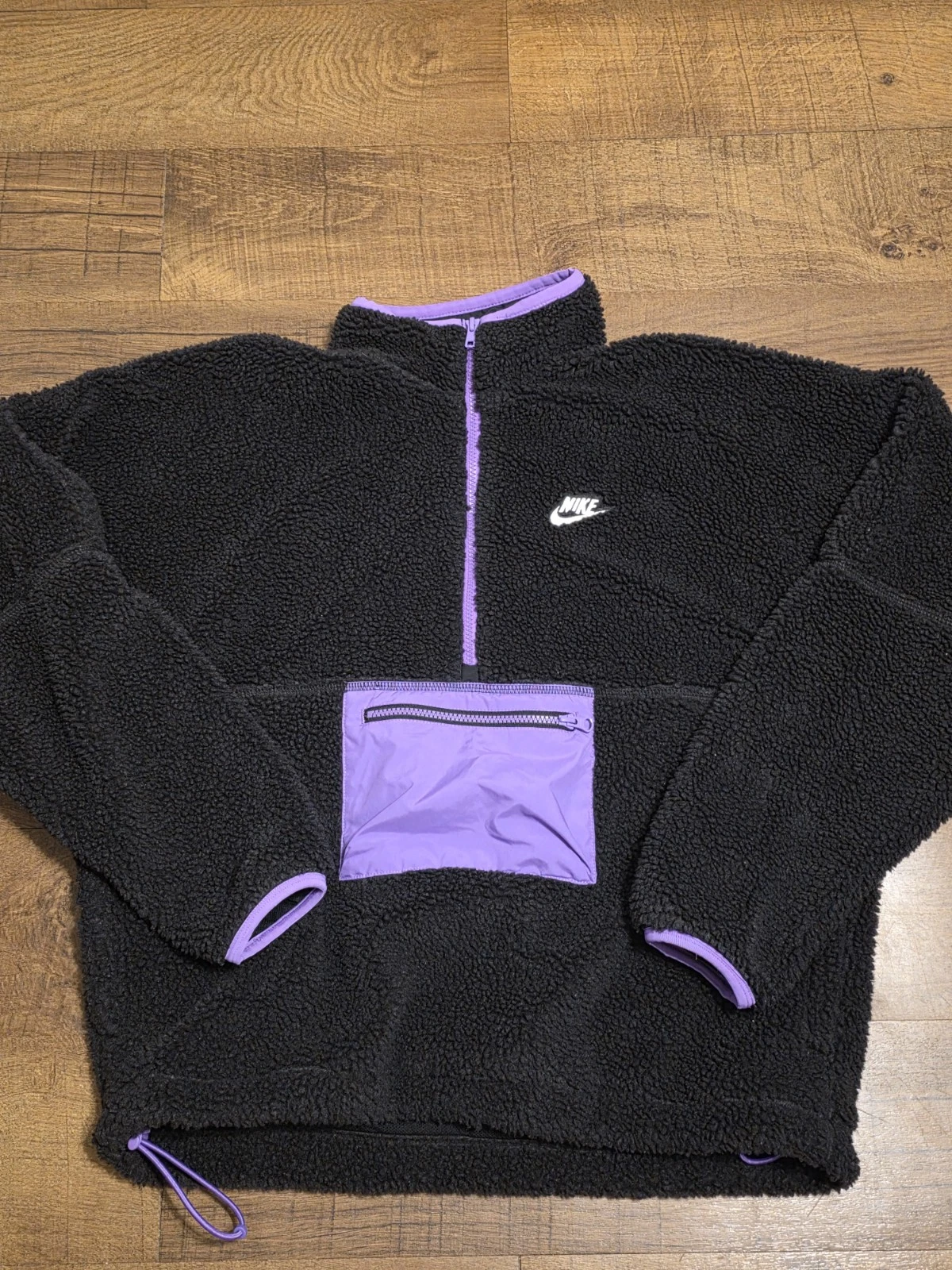Men S Big Fit NIKE Pullover Fleece Anorak Jacket Black Purple DQ4880-010