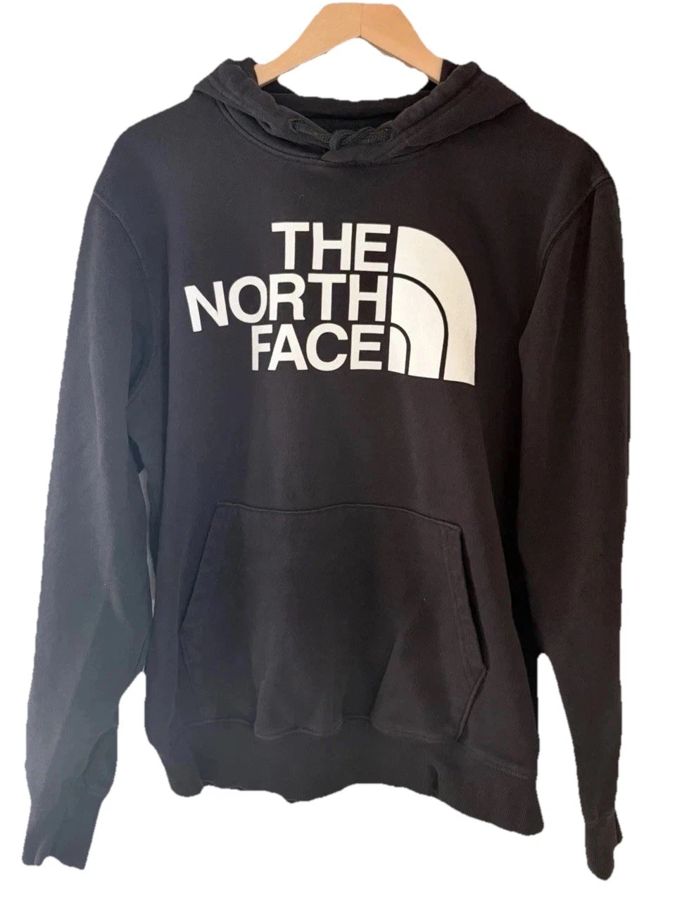 The North Face Black Hoodie Men M Pullover Logo Sweatshirt Outdoor Casual