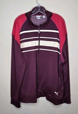 Vintage Puma T7 Track Jacket Burgundy Beige Y2K Size XXL