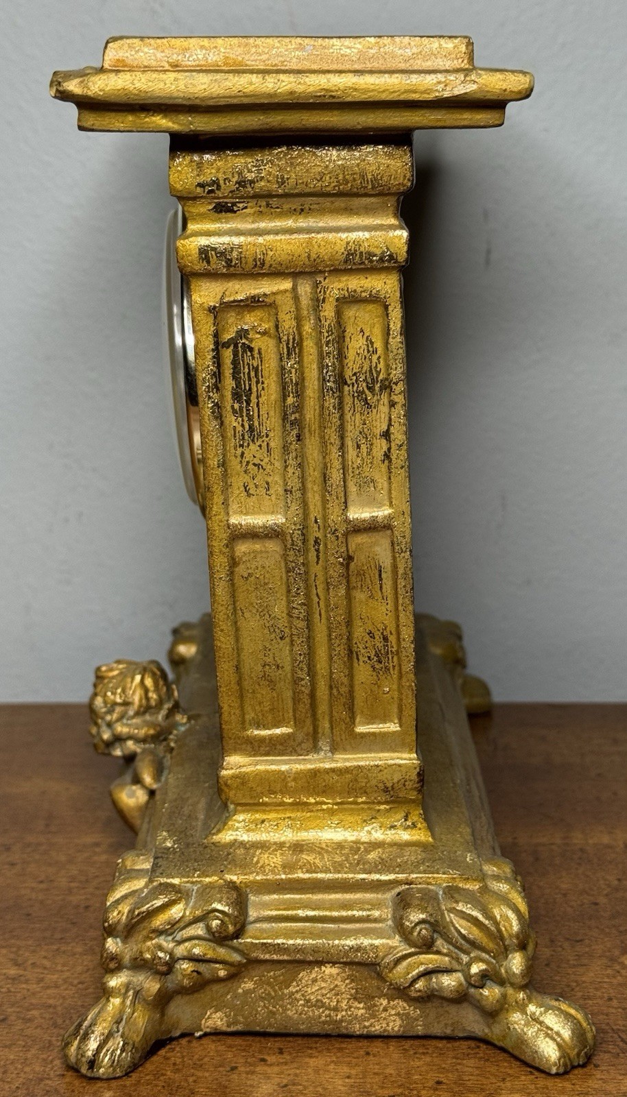 Vintage Mantle Shelf Quartz Clock Baroque Style Gold Painted Working