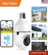2K HD Light Bulb Security Camera - 5G 2.4GHz WiFi, Night Vision Compatible