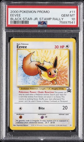 2000 POKEMON PROMO BLACK STAR JR. STAMP RALLY #11 EEVEE PSA 10