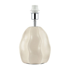 Cream Gloss Ceramic Ripple Effect Table Lamp Base with Crackle Design by Happ...
