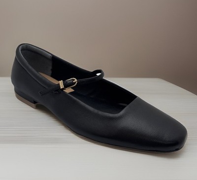 Dolce Vita Aileen Mary Jane Flats Black Leather Square Toe Size 8M NEW