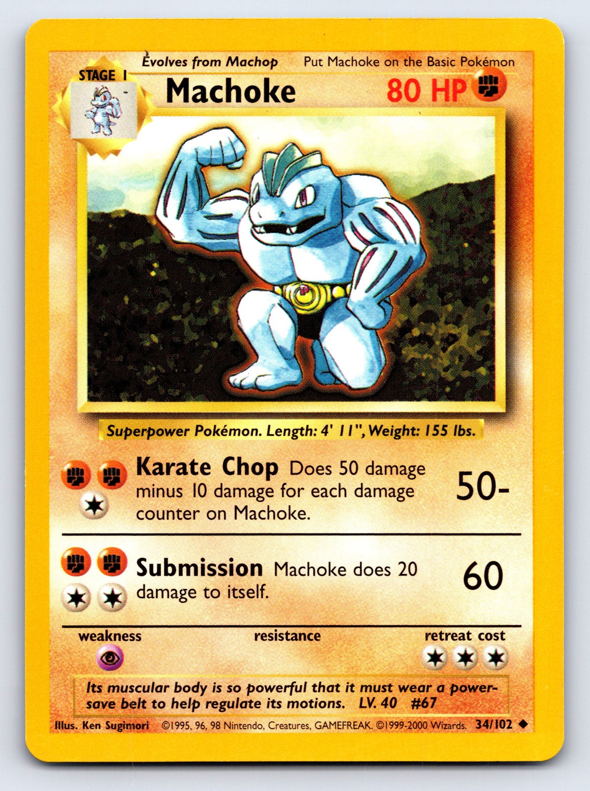 Machoke Uncommon Base Set 034/102 NM