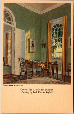 General Lee's Study Lee Mansion Postcard Ruth Perkins Safford Vintage Unposted