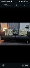 Black Leather 2 Seater Sofa and 2 Chairs Excellent Condition Collection Only