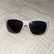 Women s White Wrap Sunglasses, Lightweight Black Tinted Lenses, Solid Plastic