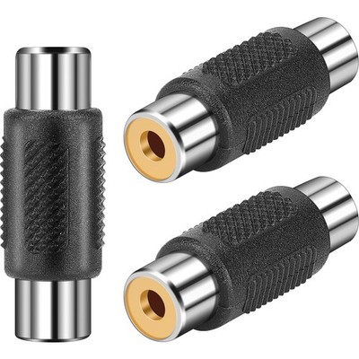 RCA Female To Female Coupler 3 Pack Audio Video Joiner Adapter Plugs Silver