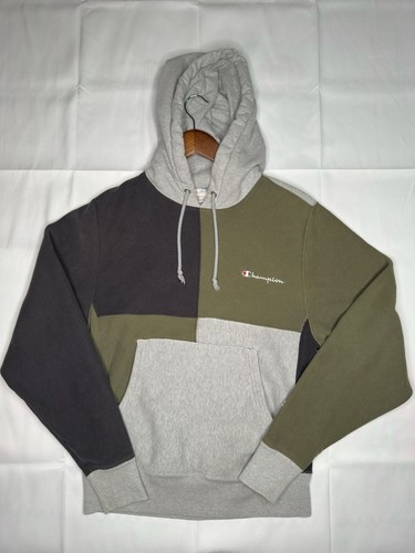 Champion Reverse Weave Colorblock Pullover Hoodie - Grey, Olive, and Black