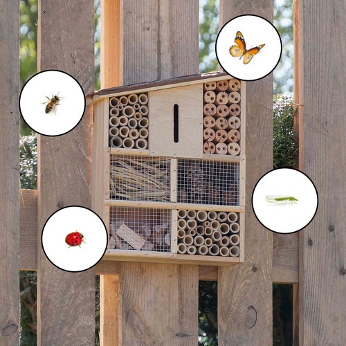 Insektenhotel „Müritz“ Insektenhaus Nisthilfe Bienenhaus Nadelholz Bambus groß - Bild 4 von 5