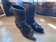 Women's Western Cowgirl Boots   Genuine Calf Hair Leather Mid-Calf Cowboy Boots