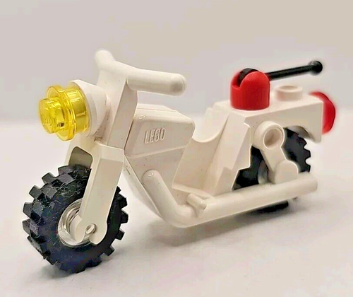 Vintage Lego White motorcycle Police off-road tires - FREE SHIPPING