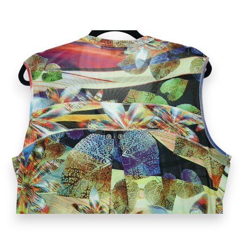 Z Calvin Womens Mesh Top Blouse Sleeveless Art Abstract Medium Scoop Pockets - Picture 6 of 7