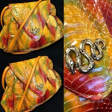 Vtg 80  s J Renee TROPICAL SUNBURST SNAKESKIN Bag CLUTCH Crossbody COCKTAIL Purse