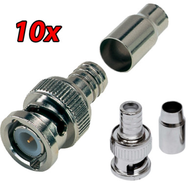 10X BNC Male Crimp On Video Connector for RG59 CCTV Camera Coax Coaxial Cable 