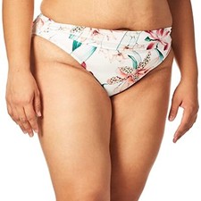 64 La Blanca Standard Shirred Band Hipster Bikini Swimsuit Bottom White Size 14