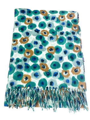 Gaudy Me 26x80 Fringe Floral Geometric Soft Green Scarf -Medium weight- NWT
