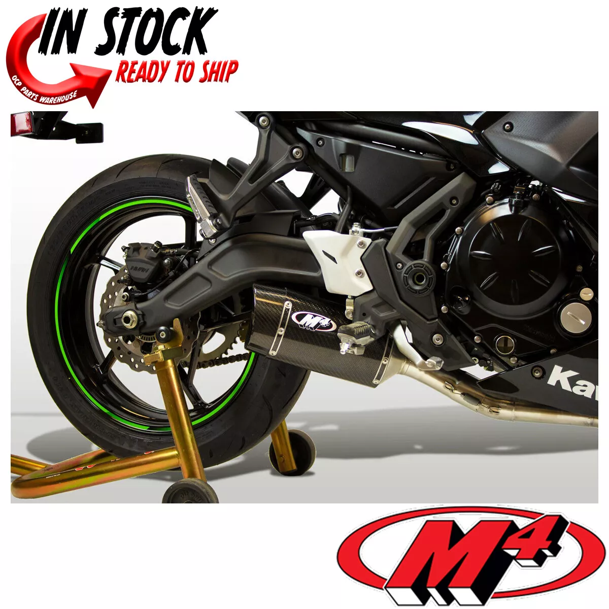 M4 EXHAUST FULL SYSTEM CARBON MUFFLER 2017 2022 KAWASAKI NINJA 650