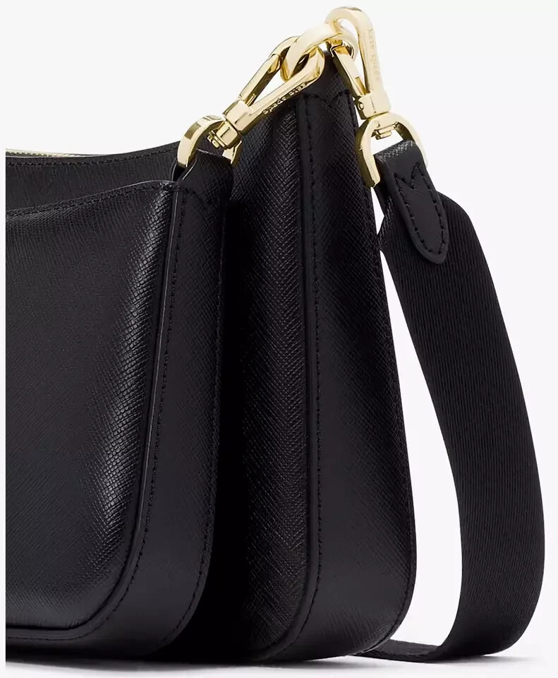 Kate Spade Duet Black Saffiano Leather Crossbody Bag KH757